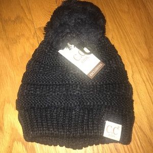 C.C Kids Beanie with Pom Black